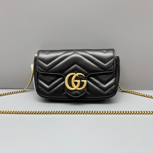 Gucci Matelasse Super Mini GG Marmont Calfskin Black