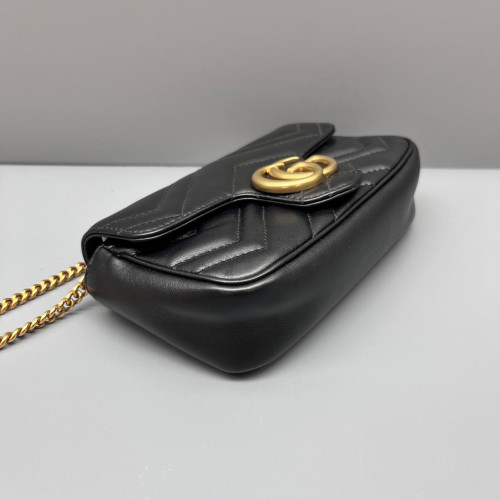 Gucci Matelasse Super Mini GG Marmont Calfskin Black