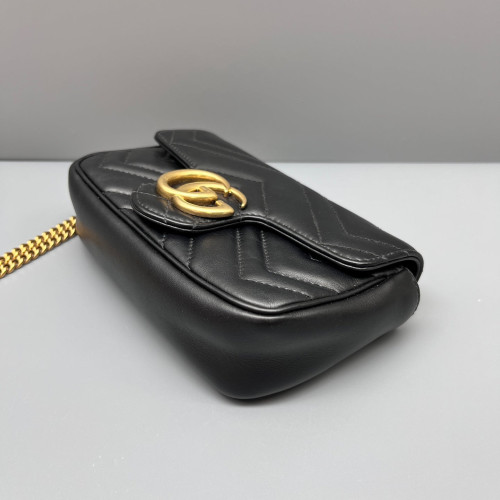 Gucci Matelasse Super Mini GG Marmont Calfskin Black