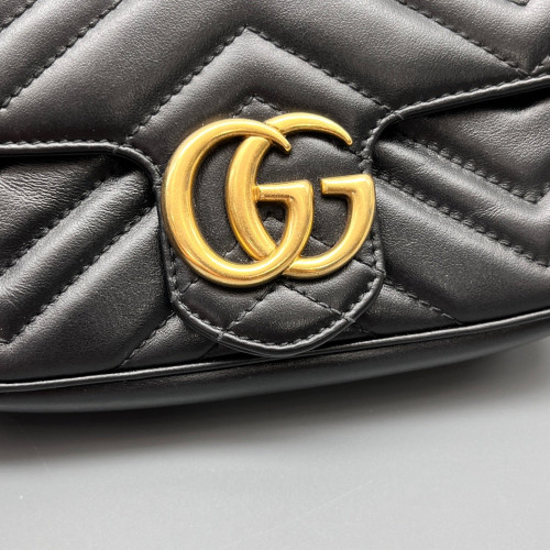Gucci Matelasse Super Mini GG Marmont Calfskin Black