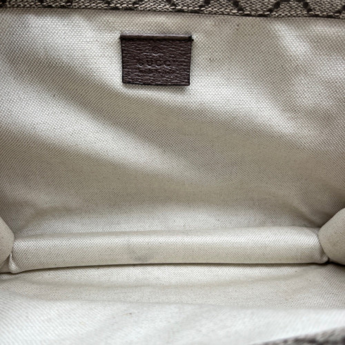 Gucci Neo Vintage Double Flap Messenger Bag GG Supreme Monogram Beige Brown Green