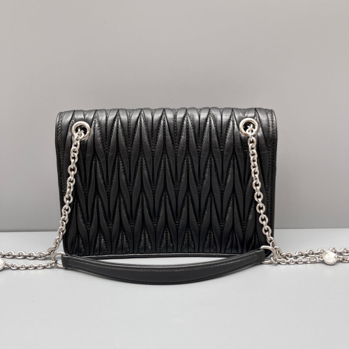 Miu Miu Flap Bag Crumpled Lambskin Black