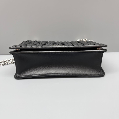 Miu Miu Flap Bag Crumpled Lambskin Black