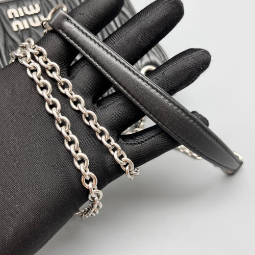 Miu Miu Flap Bag Crumpled Lambskin Black
