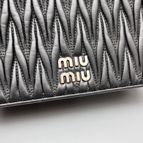 Miu Miu Flap Bag Crumpled Lambskin Black