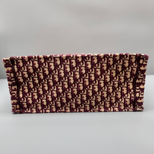 Dior Cannage Stitch Tote Bag Oblique Burgundy Beige