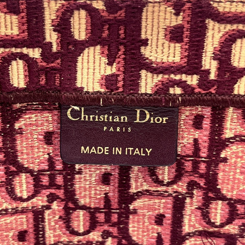 Dior Cannage Stitch Tote Bag Oblique Burgundy Beige