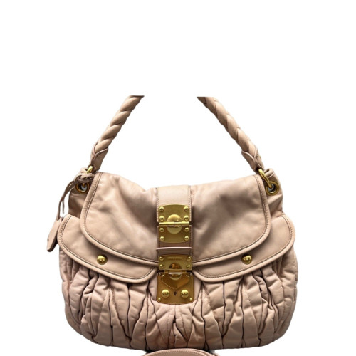 Miu Miu Two-Way Bag Calfskin Light Tan