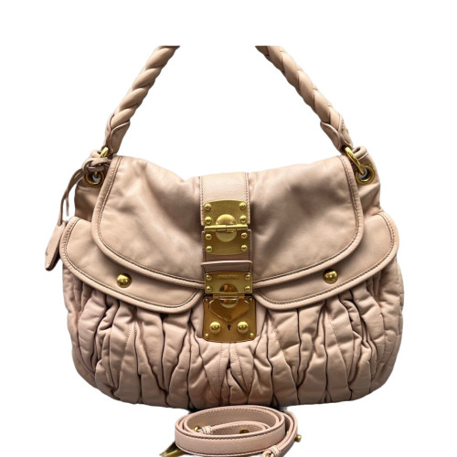 Miu Miu Two-Way Bag Calfskin Light Tan