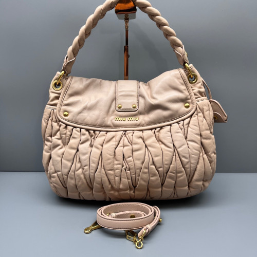 Miu Miu Two-Way Bag Calfskin Light Tan