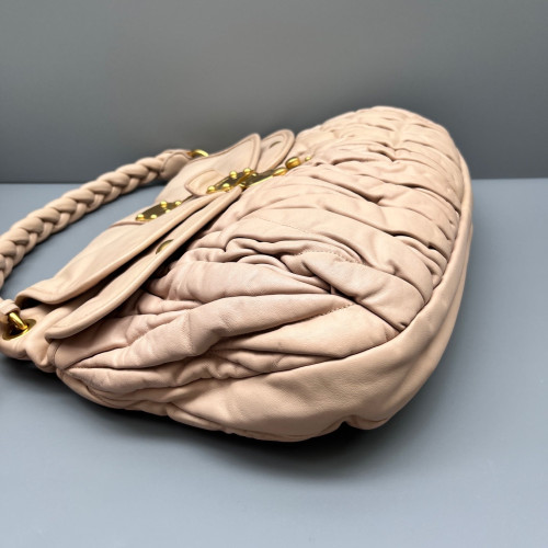Miu Miu Two-Way Bag Calfskin Light Tan