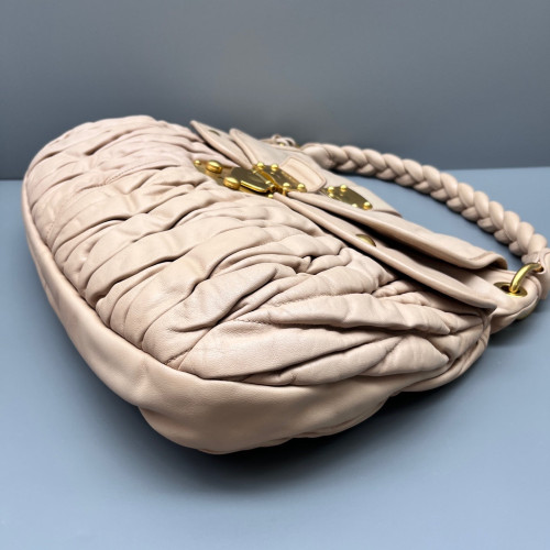 Miu Miu Two-Way Bag Calfskin Light Tan