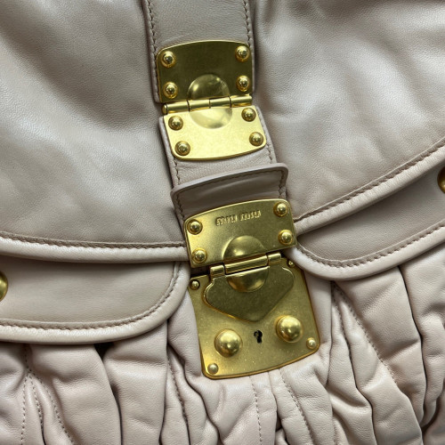 Miu Miu Two-Way Bag Calfskin Light Tan