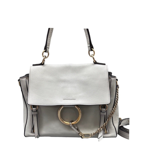 Chloe Small Faye Day Shoulder Bag Calfskin Suede Grey