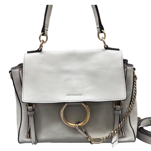 Chloe Small Faye Day Shoulder Bag Calfskin Suede Grey