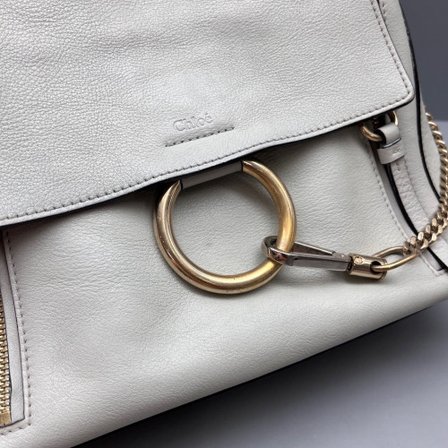 Chloe Small Faye Day Shoulder Bag Calfskin Suede Grey
