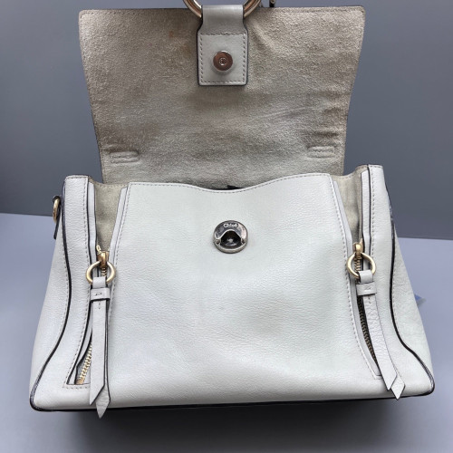 Chloe Small Faye Day Shoulder Bag Calfskin Suede Grey