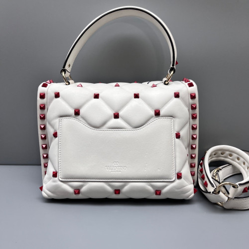 Valentino Rockstud Two-Way Bag Calfskin White Red