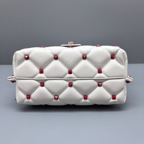 Valentino Rockstud Two-Way Bag Calfskin White Red