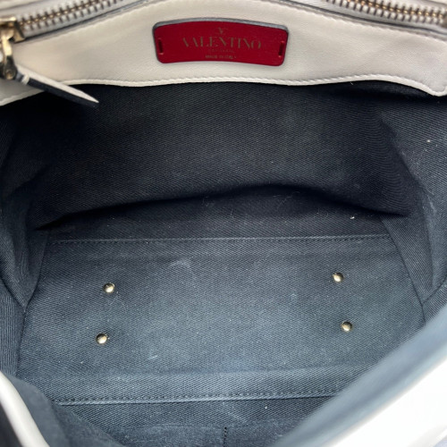 Valentino Rockstud Two-Way Bag Calfskin White Red