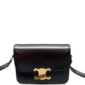 Celine Triomphe Teen Triomphe Shoulder Bag Smooth Calfskin Black Celine Triomphe Teen Triomphe Shoulder Bag Smooth Calfskin Black