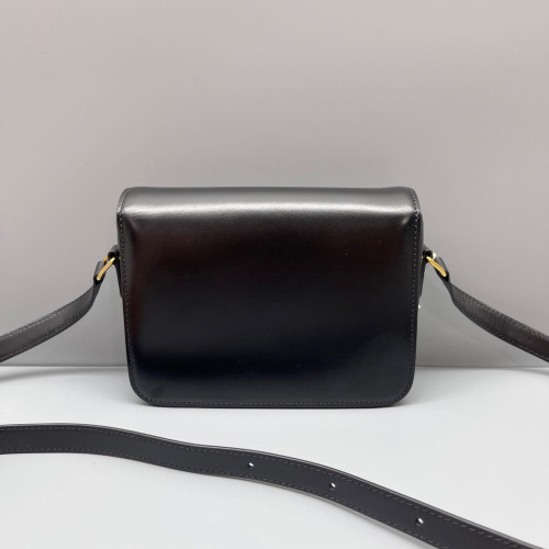 Celine Triomphe Teen Triomphe Shoulder Bag Smooth Calfskin Black