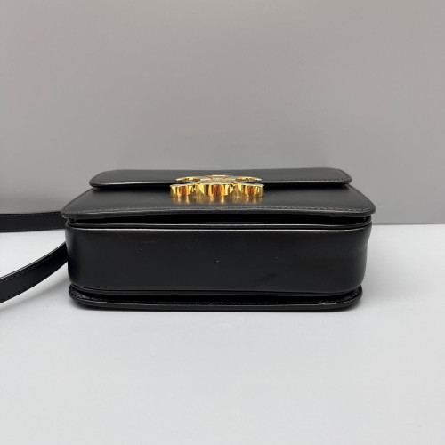 Celine Triomphe Teen Triomphe Shoulder Bag Smooth Calfskin Black