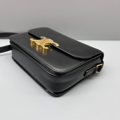 Celine Triomphe Teen Triomphe Shoulder Bag Smooth Calfskin Black