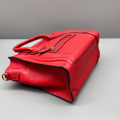 Celine Nano Luggage Grained Calfskin Red