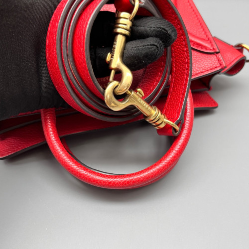 Celine Nano Luggage Grained Calfskin Red