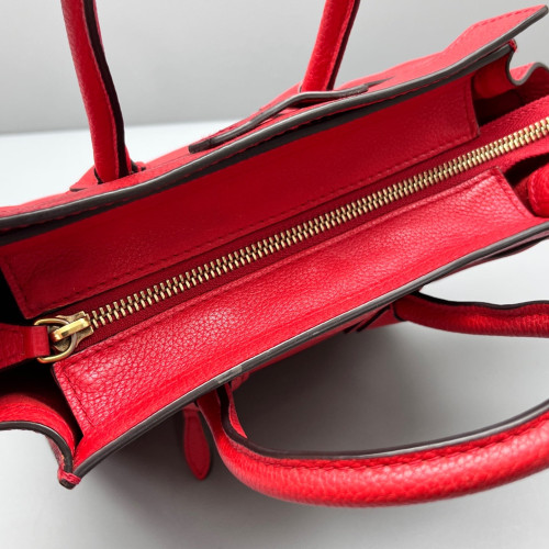 Celine Nano Luggage Grained Calfskin Red