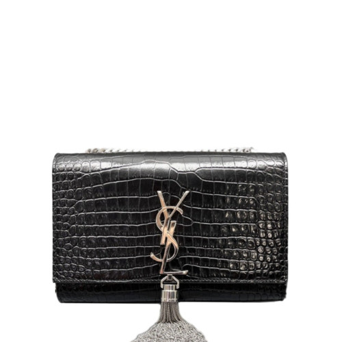 Yves Saint Laurent Small Kate Crossbody Bag Calfskin Crocodile Embossed Black Yves Saint Laurent Small Kate Crossbody Bag Calfskin Crocodile Embossed Black