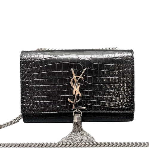 Yves Saint Laurent Small Kate Crossbody Bag Calfskin Crocodile Embossed Black Yves Saint Laurent Small Kate Crossbody Bag Calfskin Crocodile Embossed Black