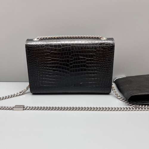 Yves Saint Laurent Small Kate Crossbody Bag Calfskin Crocodile Embossed Black Yves Saint Laurent Small Kate Crossbody Bag Calfskin Crocodile Embossed Black