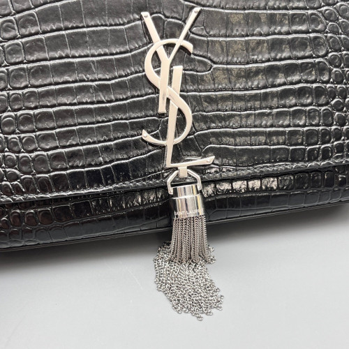 Yves Saint Laurent Small Kate Crossbody Bag Calfskin Crocodile Embossed Black Yves Saint Laurent Small Kate Crossbody Bag Calfskin Crocodile Embossed Black