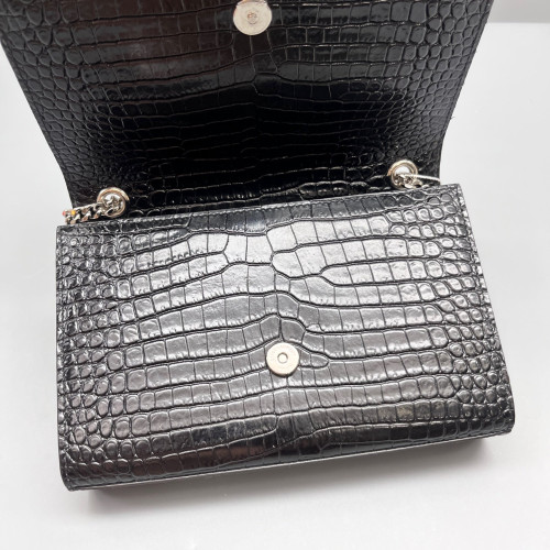 Yves Saint Laurent Small Kate Crossbody Bag Calfskin Crocodile Embossed Black Yves Saint Laurent Small Kate Crossbody Bag Calfskin Crocodile Embossed Black