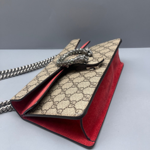 Gucci Crystal Small Dionysus GG Supreme Monogram Beige Red