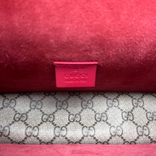 Gucci Crystal Small Dionysus GG Supreme Monogram Beige Red