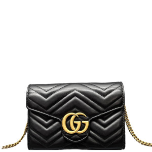 Gucci Matelasse GG Marmont Chain Wallet Calfskin Black