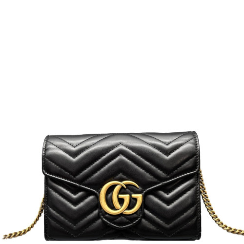 Gucci Matelasse GG Marmont Chain Wallet Calfskin Black