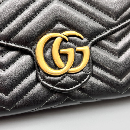 Gucci Matelasse GG Marmont Chain Wallet Calfskin Black