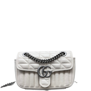 Gucci Matelasse Mini GG Marmont Calfskin White