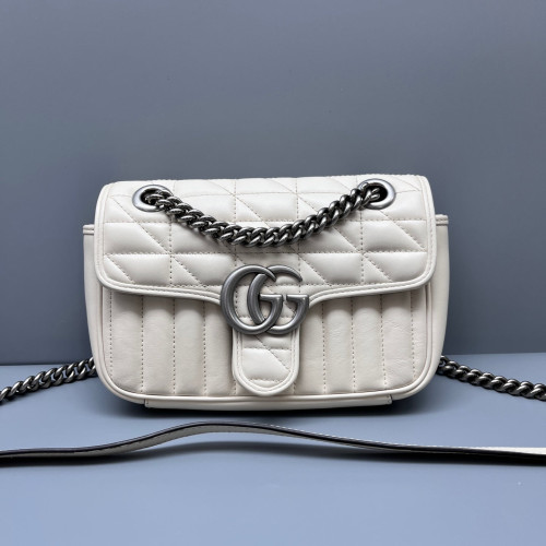 Gucci Matelasse Mini GG Marmont Calfskin White