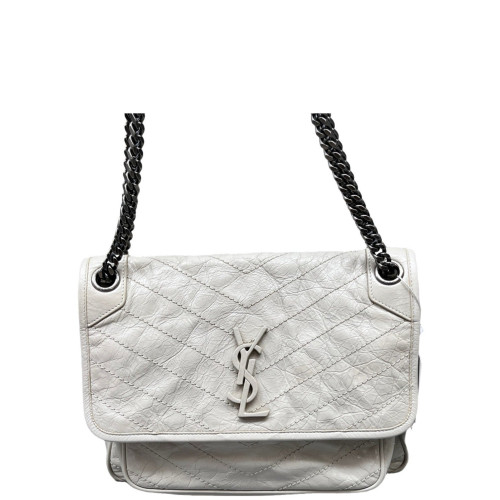Yves Saint Laurent Medium Niki Chain Pull Up Leather White