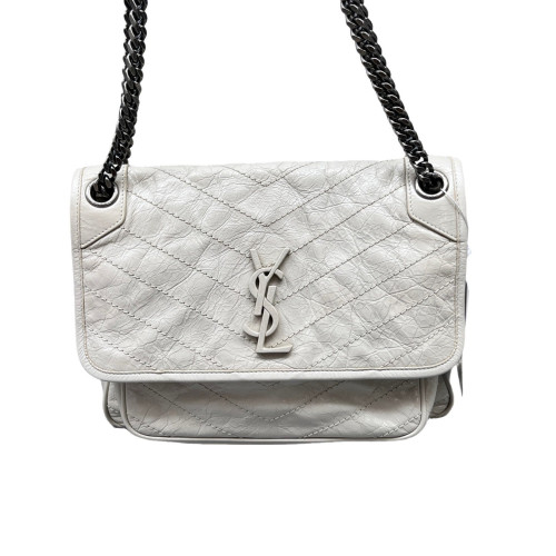 Yves Saint Laurent Medium Niki Chain Pull Up Leather White
