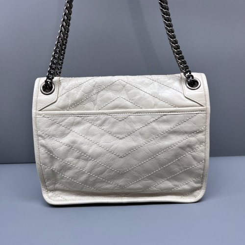 Yves Saint Laurent Medium Niki Chain Pull Up Leather White