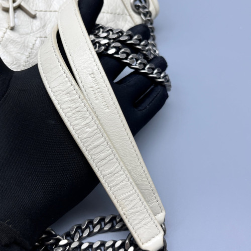 Yves Saint Laurent Medium Niki Chain Pull Up Leather White