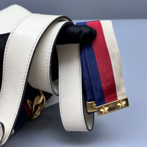 Gucci Web Small Sylvie Shoulder Bag Calfskin White