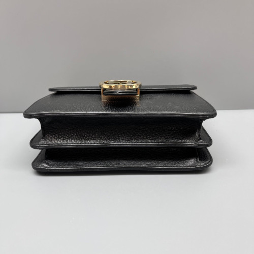 Gucci Small Interlocking G Shoulder Bag Grained Calfskin Black Gucci Small Interlocking G Shoulder Bag Grained Calfskin Black