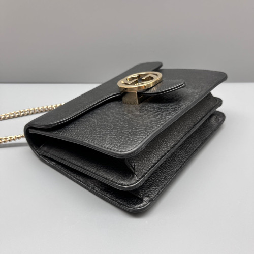 Gucci Small Interlocking G Shoulder Bag Grained Calfskin Black Gucci Small Interlocking G Shoulder Bag Grained Calfskin Black